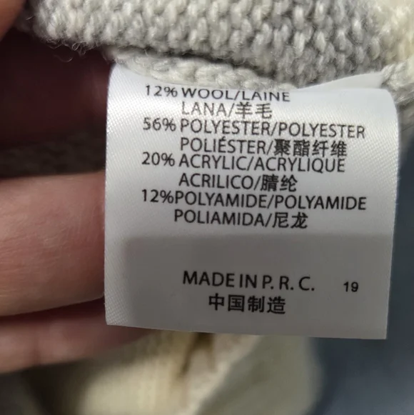 Brandy Melville Cream and Light Gray Striped Zip Hoodie - Picture 7 of 8